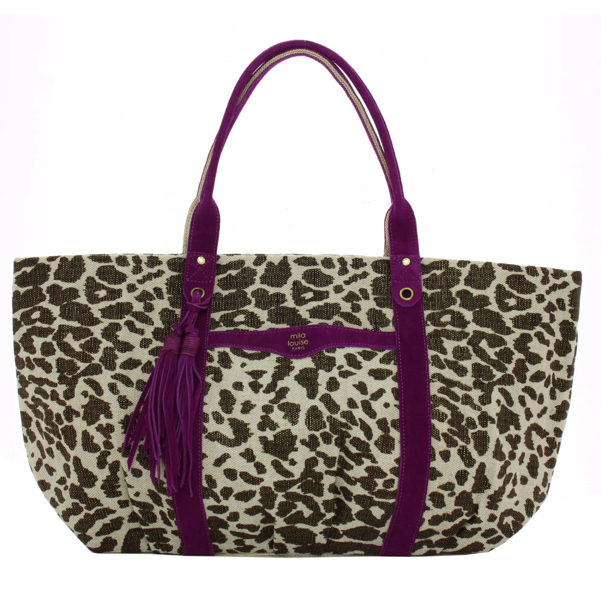 Mila Louise Sacs Cabas*Grand cabas zippe Colette LP leopard Cassis