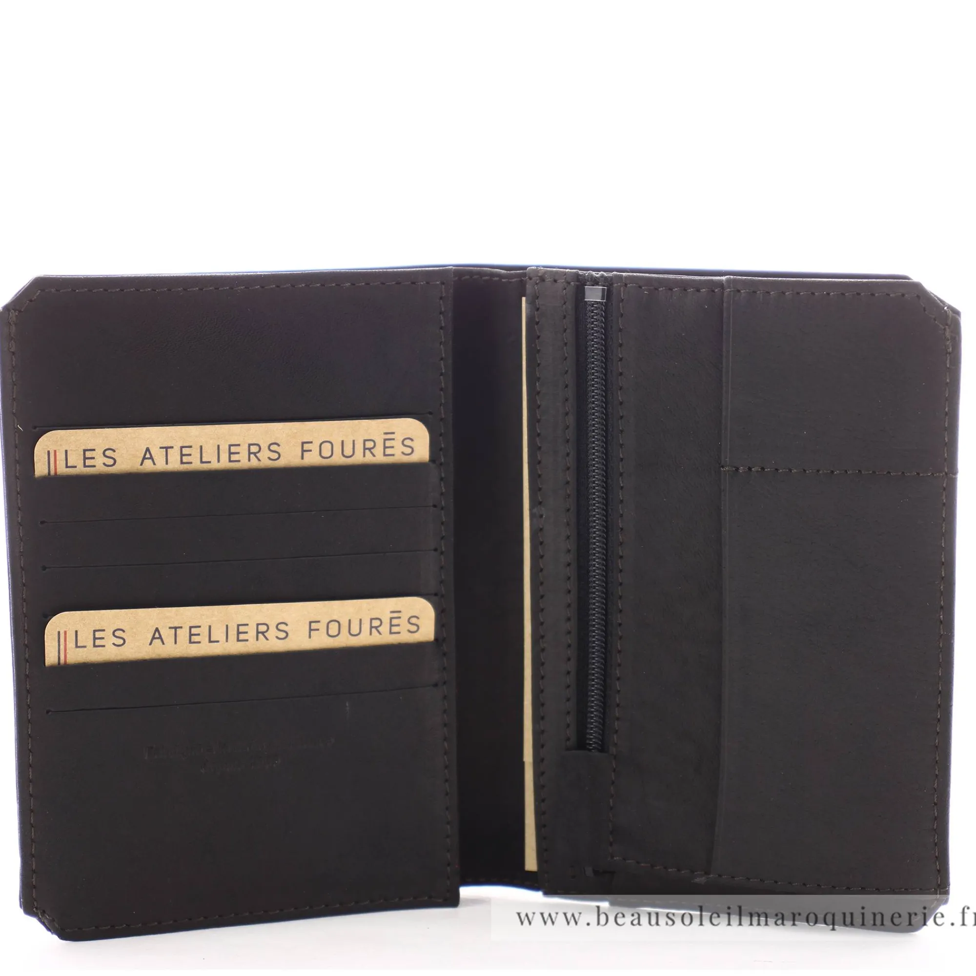 Les Ateliers Foures Portefeuilles Homme*Grand portefeuille Promethee Baroudeur rabat papiers Noir
