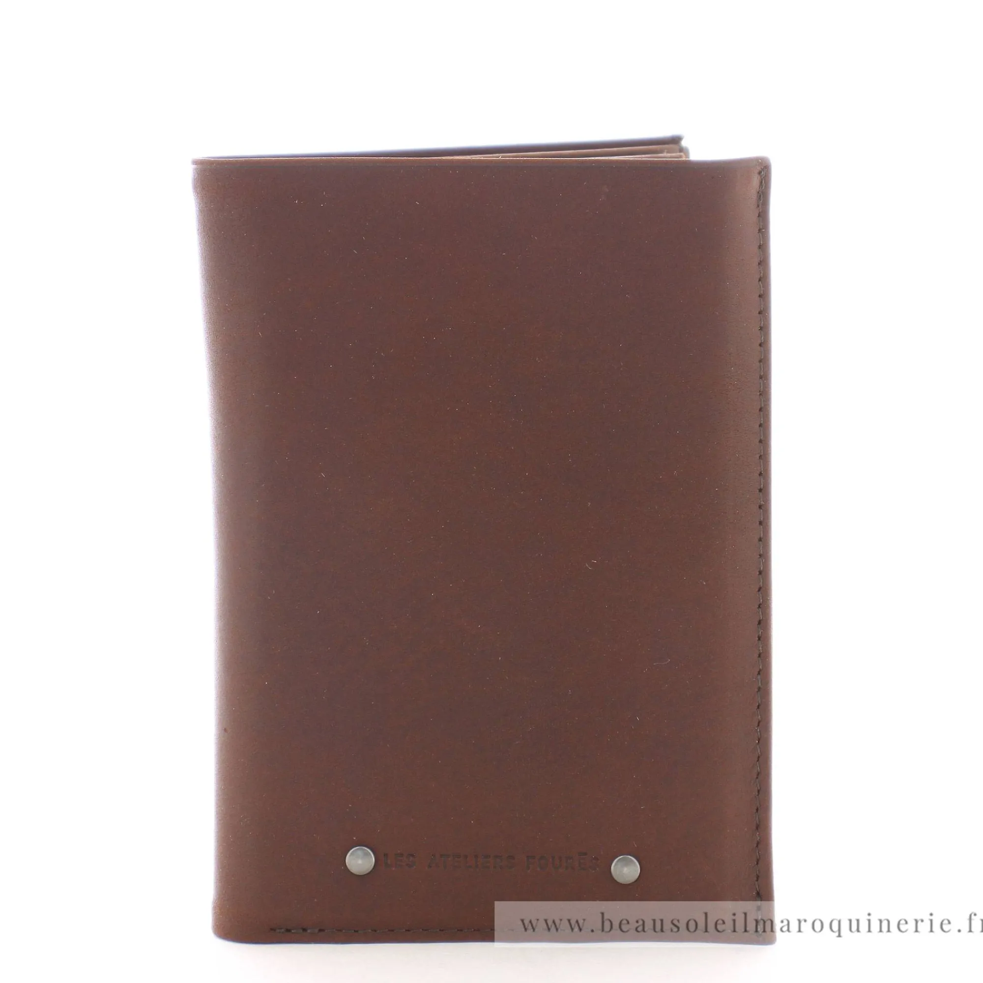 Les Ateliers Foures Portefeuilles Homme*Grand portefeuille Promethee double rabat Baroudeur Cognac