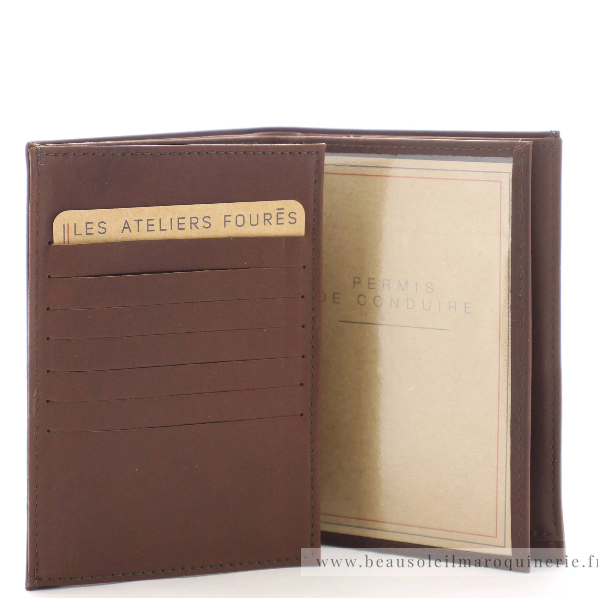 Les Ateliers Foures Portefeuilles Homme*Grand portefeuille Promethee double rabat Baroudeur Cognac