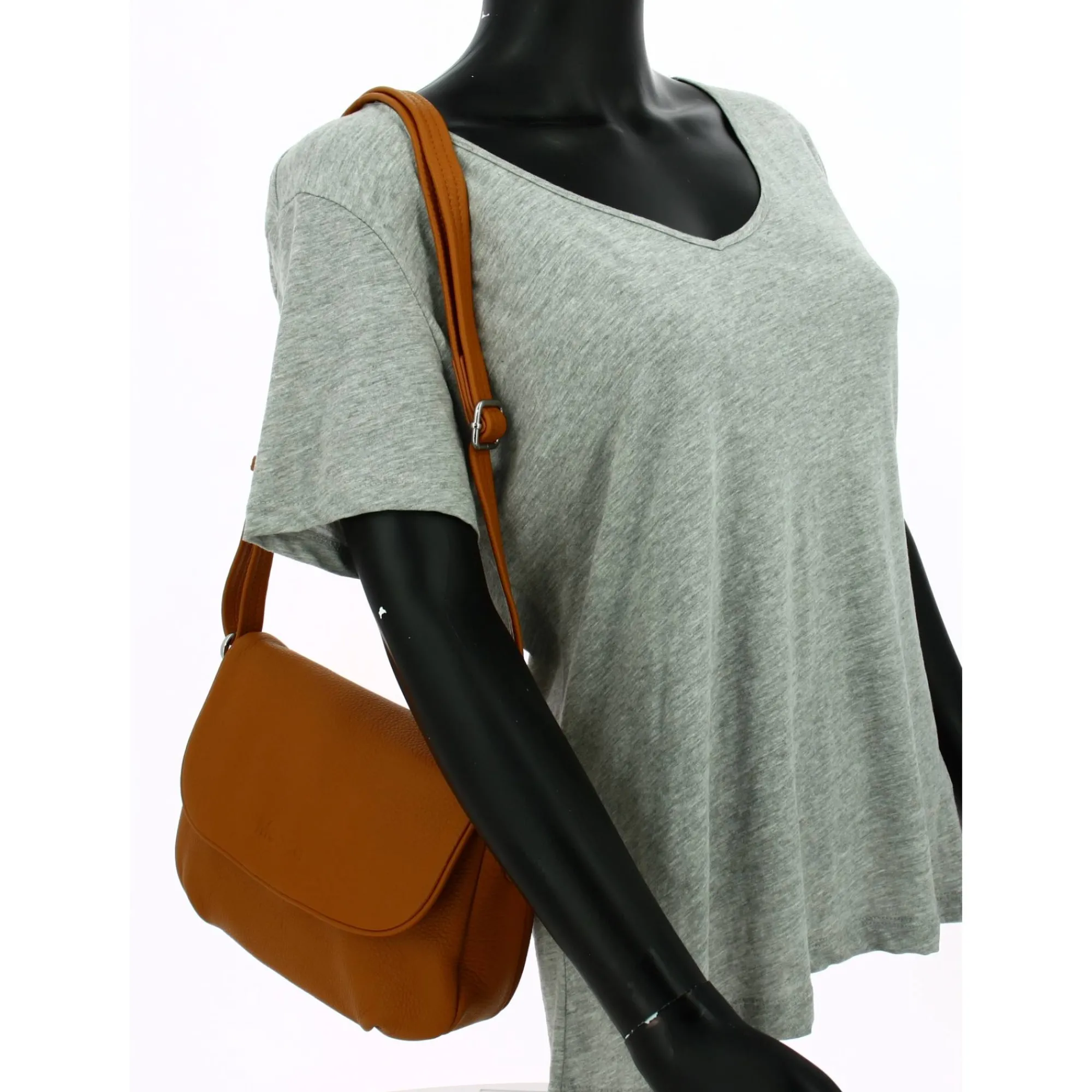 Mocca Sacs Bandoulière*Petit sac bandouliere Dana a rabat en cuir Cognac