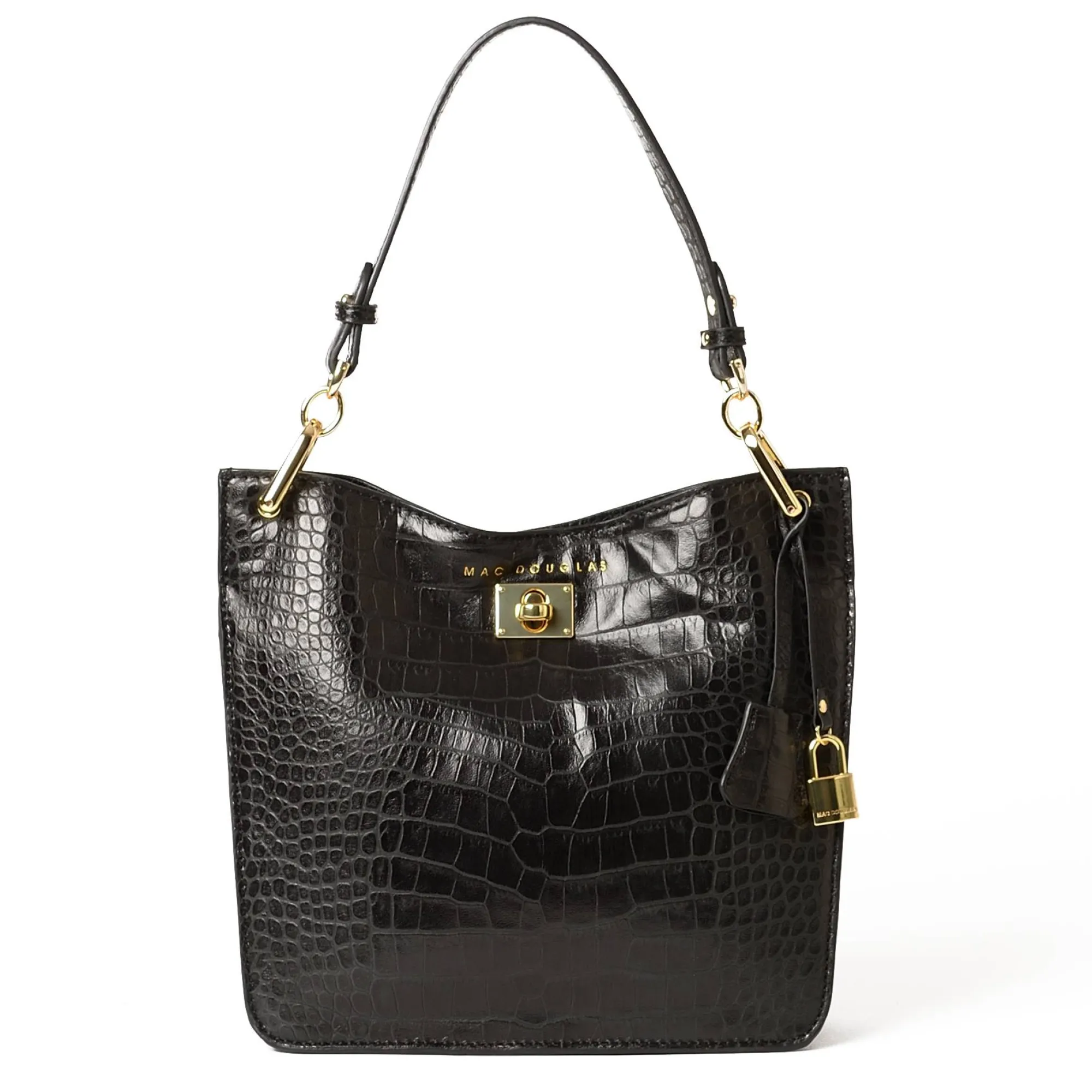 Mac Douglas Sacs Porté Épaule*Petit sac epaule Kentucky Romy cuir croco XS Noir