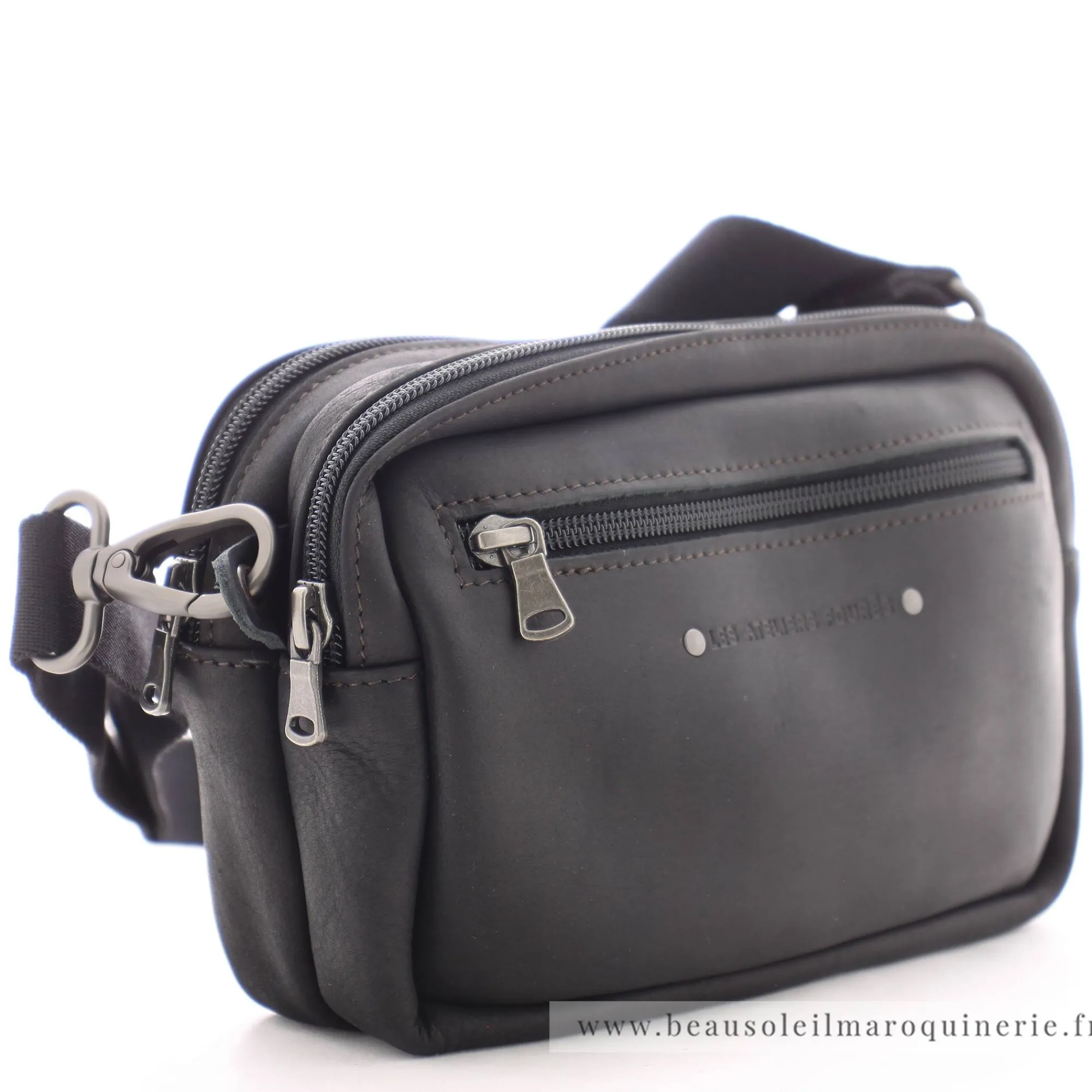 Les Ateliers Foures Petites Sacoches Homme*Pochette double Ponos Baroudeur Noir