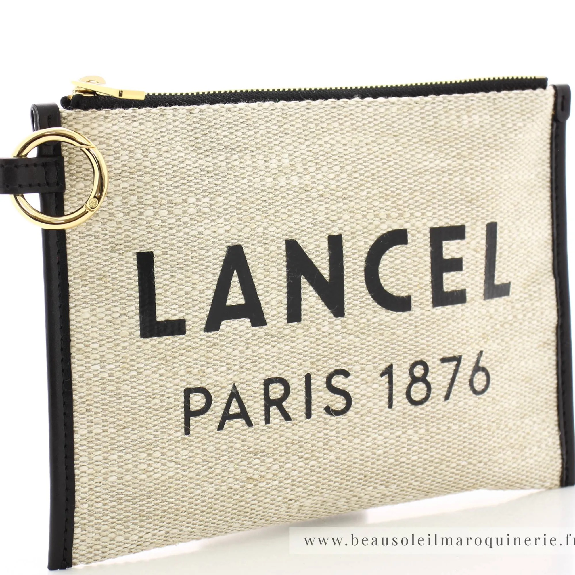 Lancel Pochettes*Pochette zippee Summer Tote toile de jute