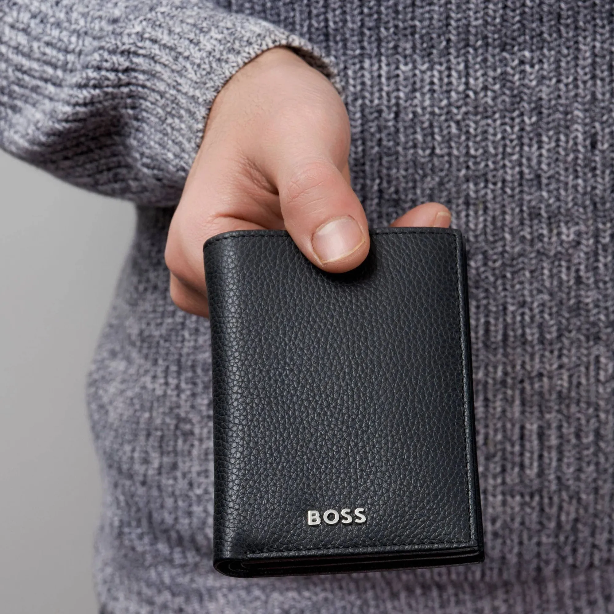 Hugo Boss Porte-Cartes Homme*Porte-cartes Flap Classic Grained cuir Noir