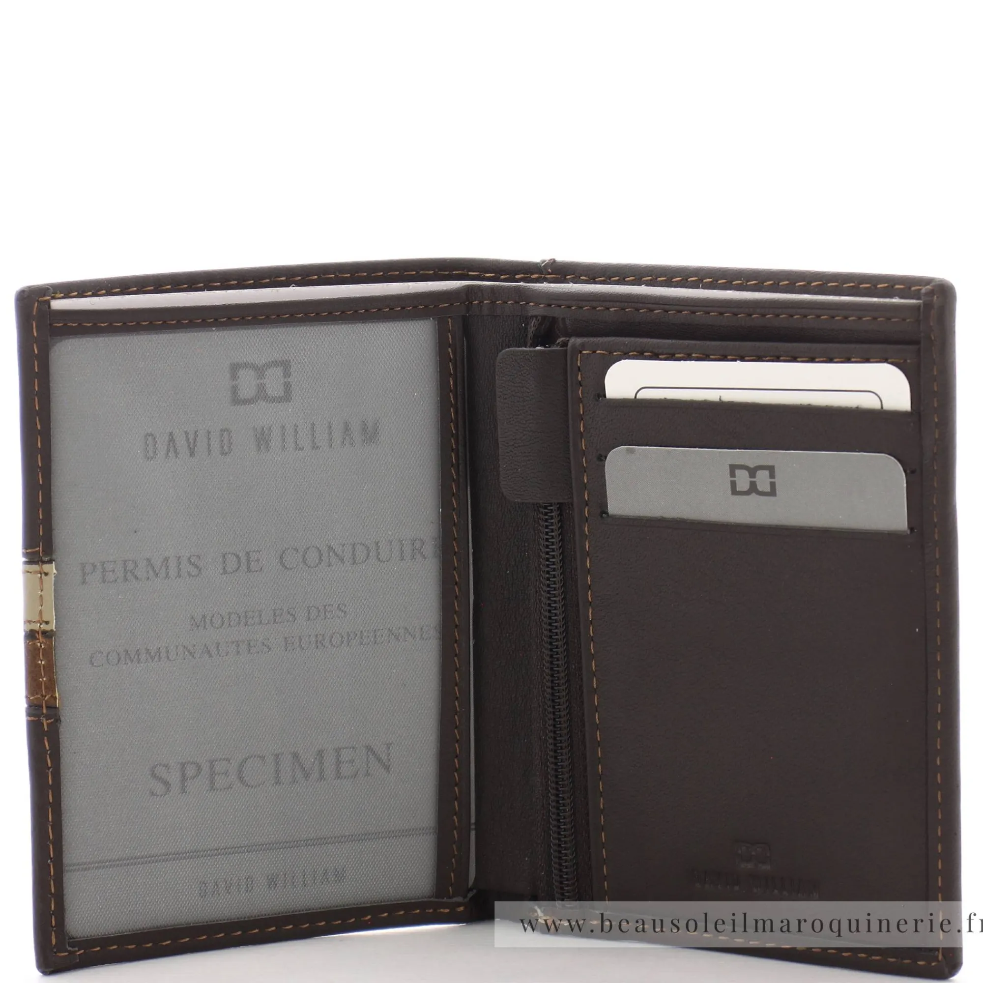 David William Portefeuilles Homme*Portefeuille junior en cuir de vachette Roussere Marron