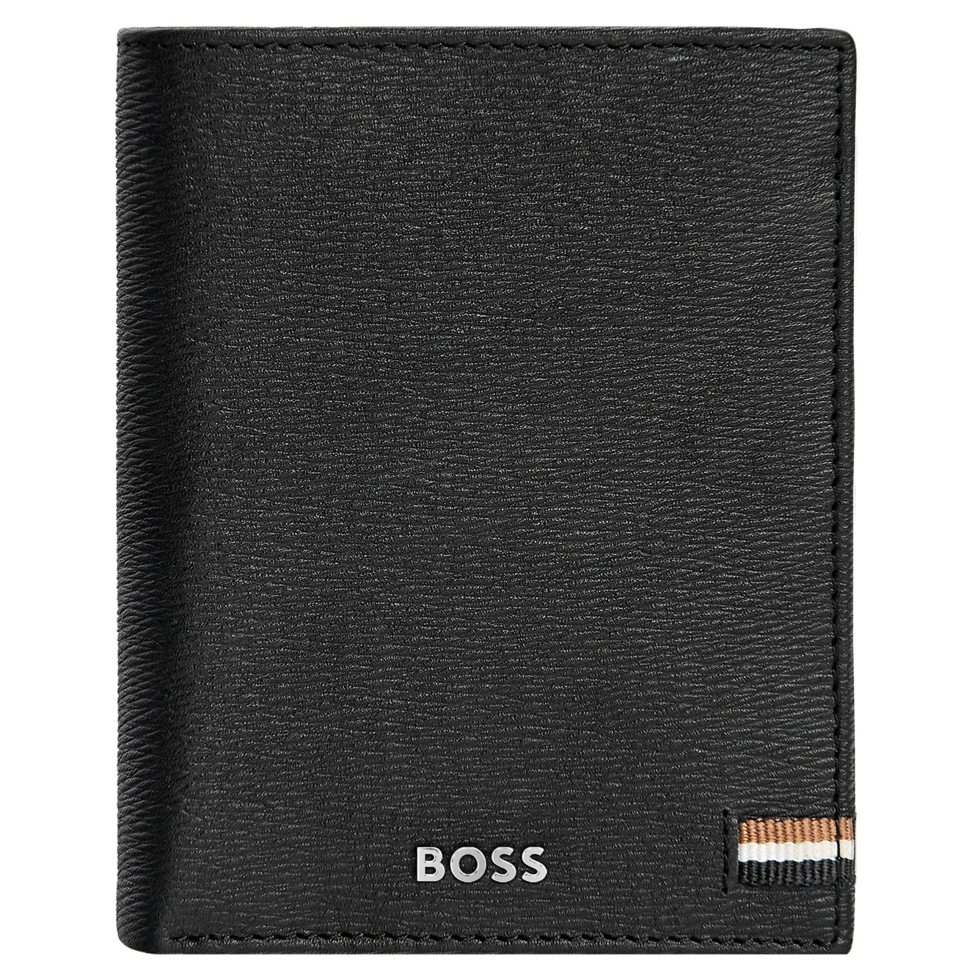 Hugo Boss Portefeuilles Homme*Portefeuille vertical depliant Iconic en cuir Noir