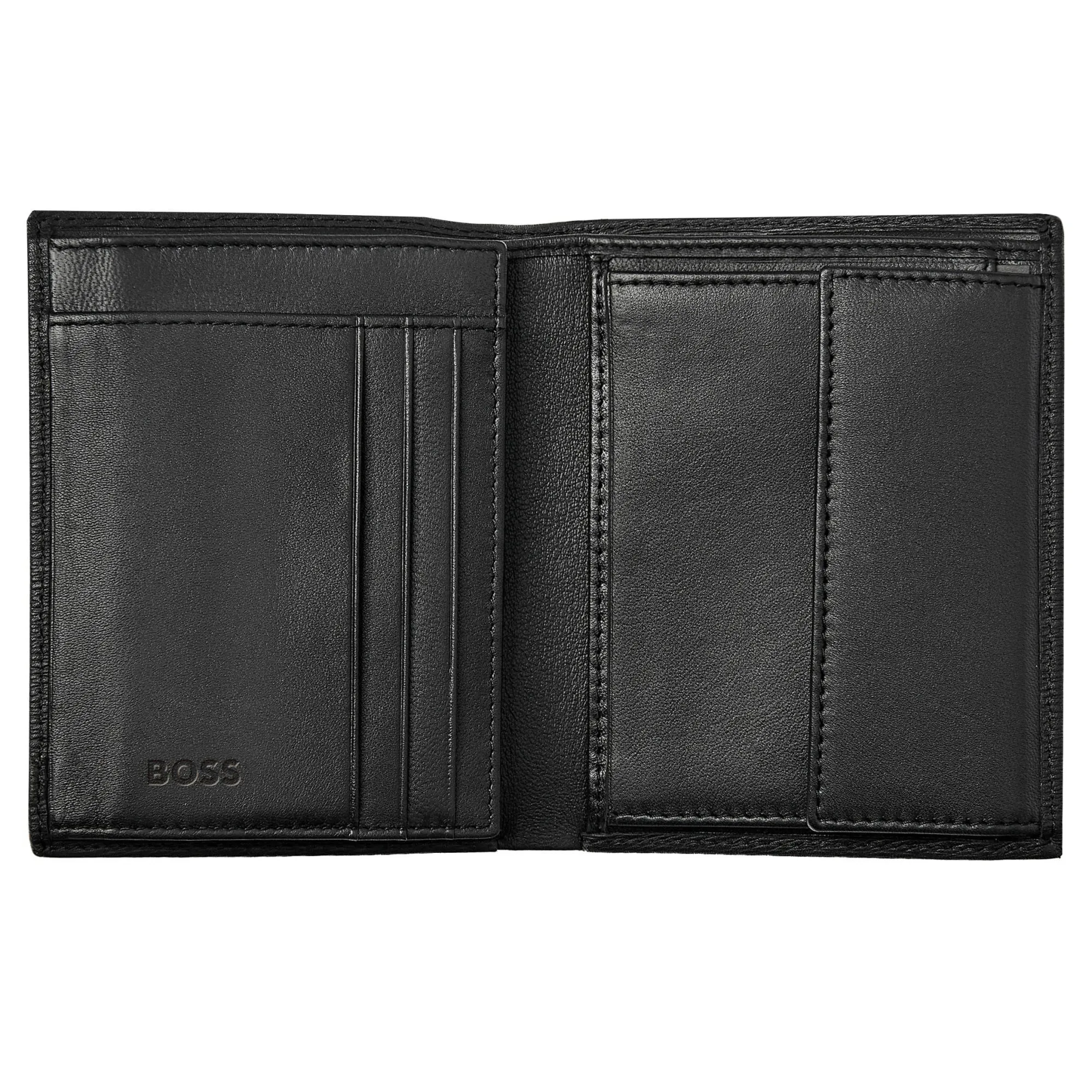 Hugo Boss Portefeuilles Homme*Portefeuille vertical depliant Iconic en cuir Noir