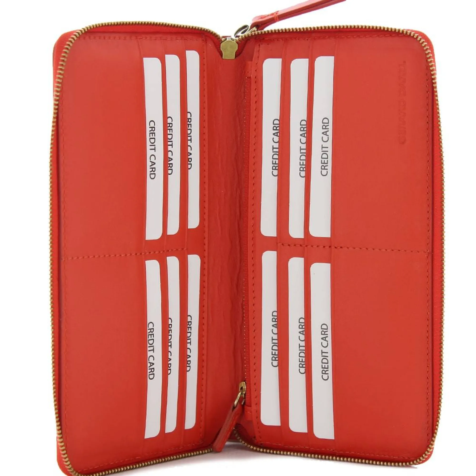 Gerard Darel Portefeuilles Femme*Portefeuille zippe cuir vachette lisse GD XL Rouge orangé