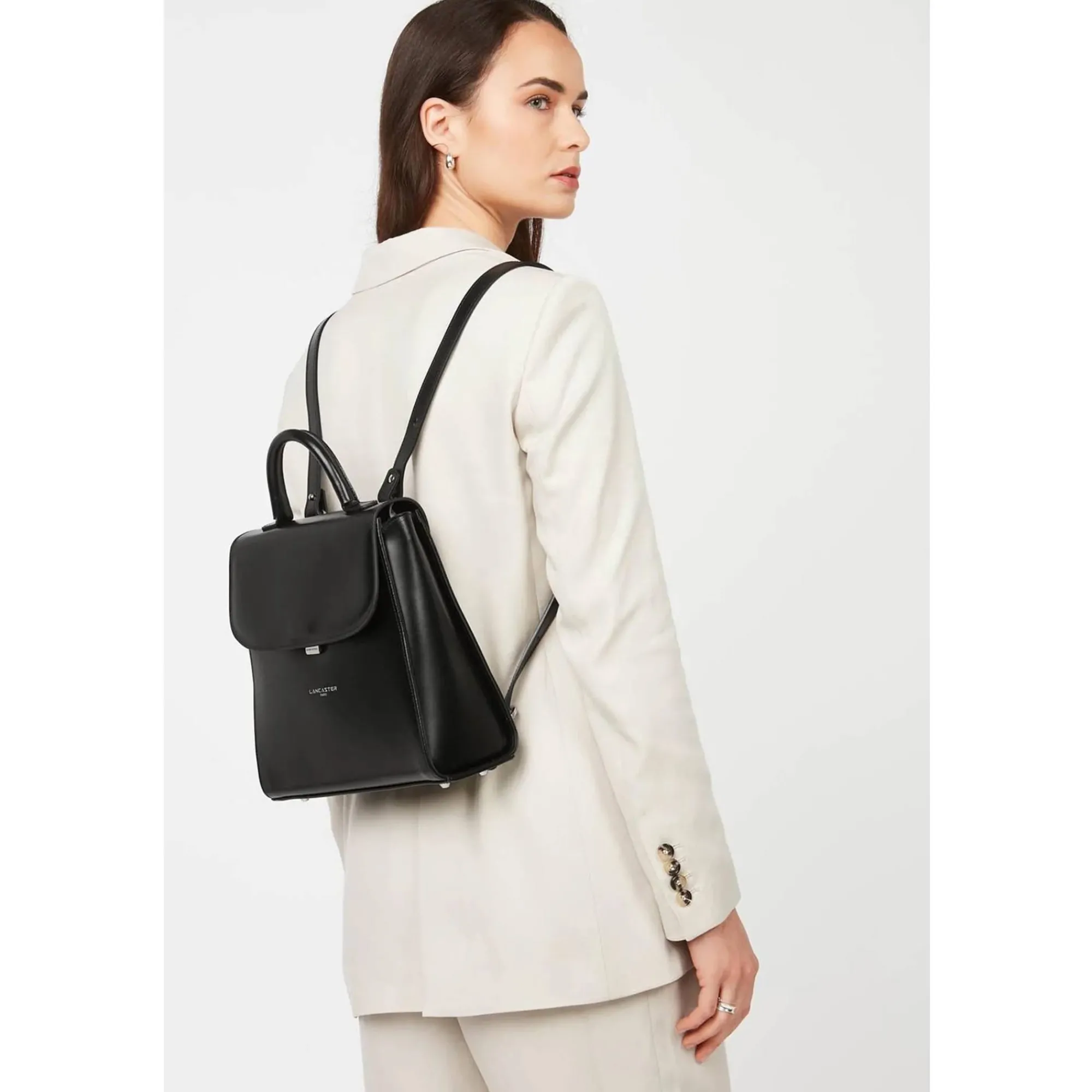 Lancaster Sacs À Dos Femme*Sac a dos a rabat avec fermoir Suave Even Noir
