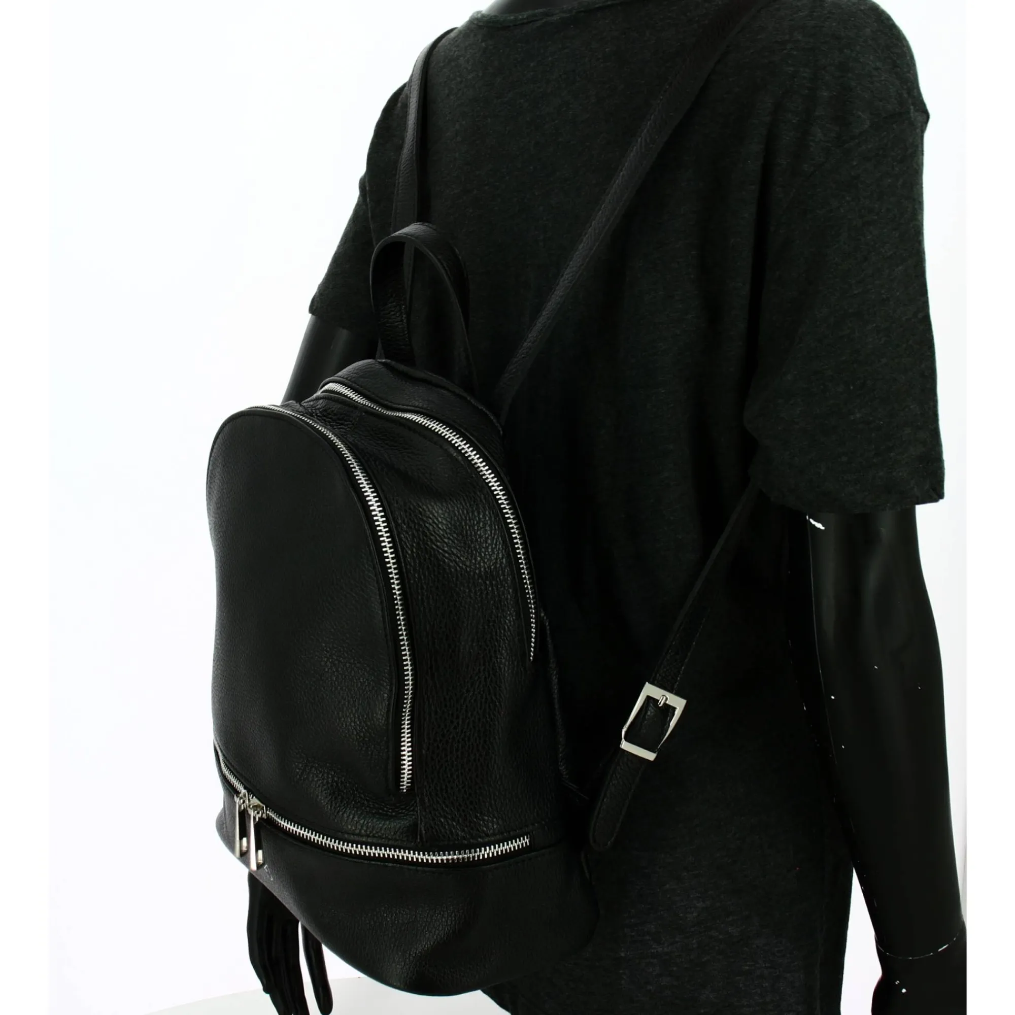 Mia & Joy Sacs À Dos Femme*Sac a dos femme zippee Bartha cuir Noir