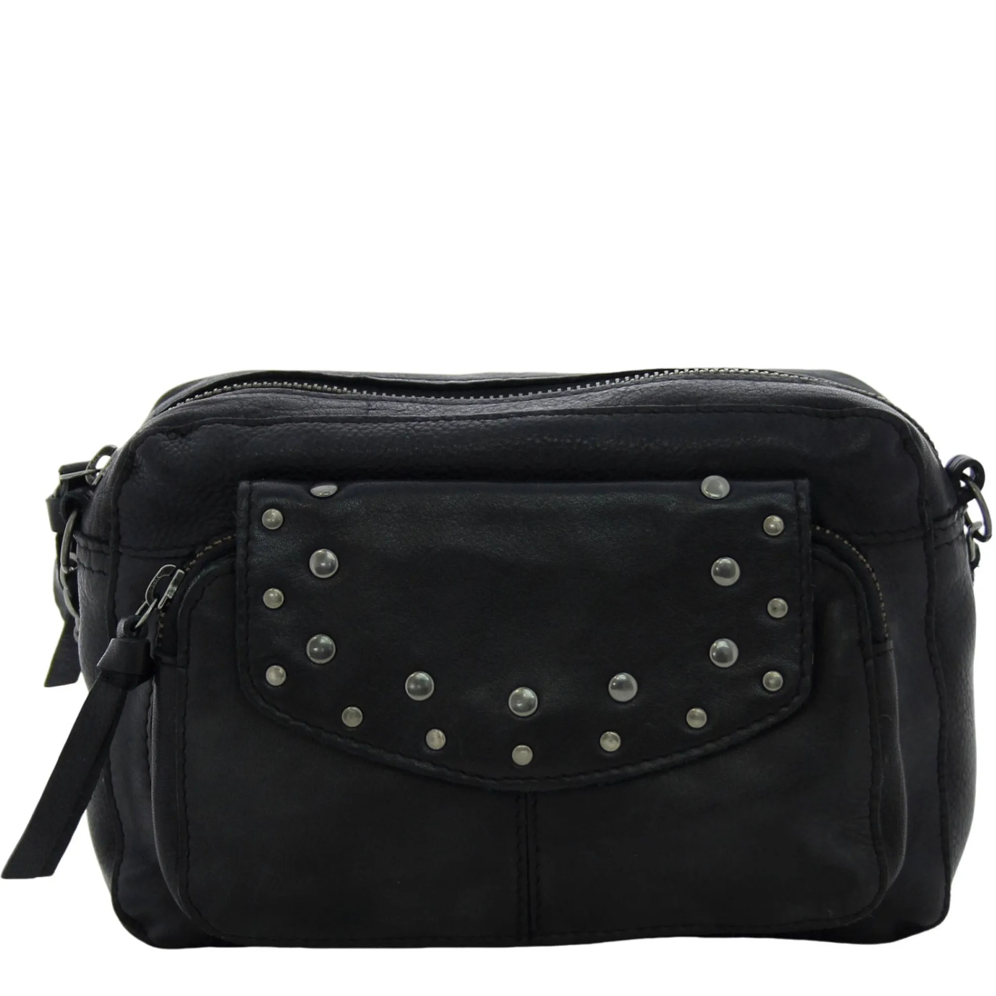 Pieces Sacs Bandoulière*Sac bandouliere Nadja poche cloutee Noir / Argent
