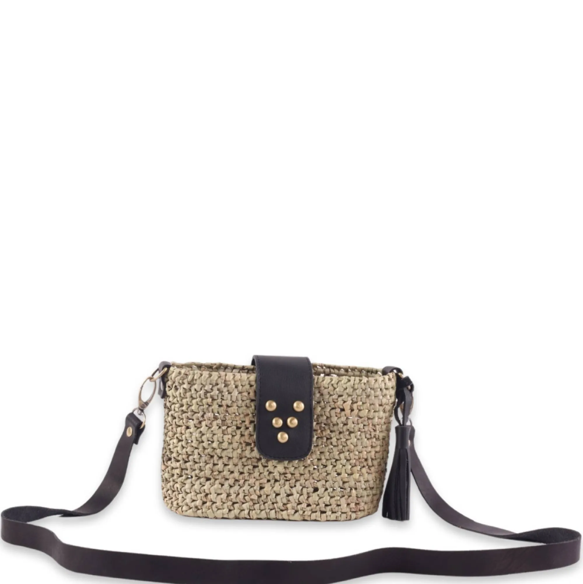 Virginie Darling Sacs Bandoulière*Sac bandouliere panier Riviera Rock Micro Natural Black