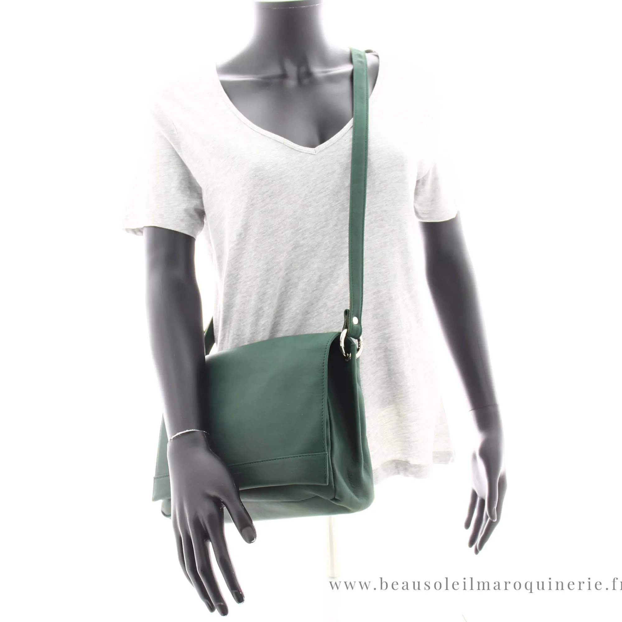 Les Ateliers Foures Sacs Bandoulière*Sac besace a rabat Harmonie Ecrin Cactus Green