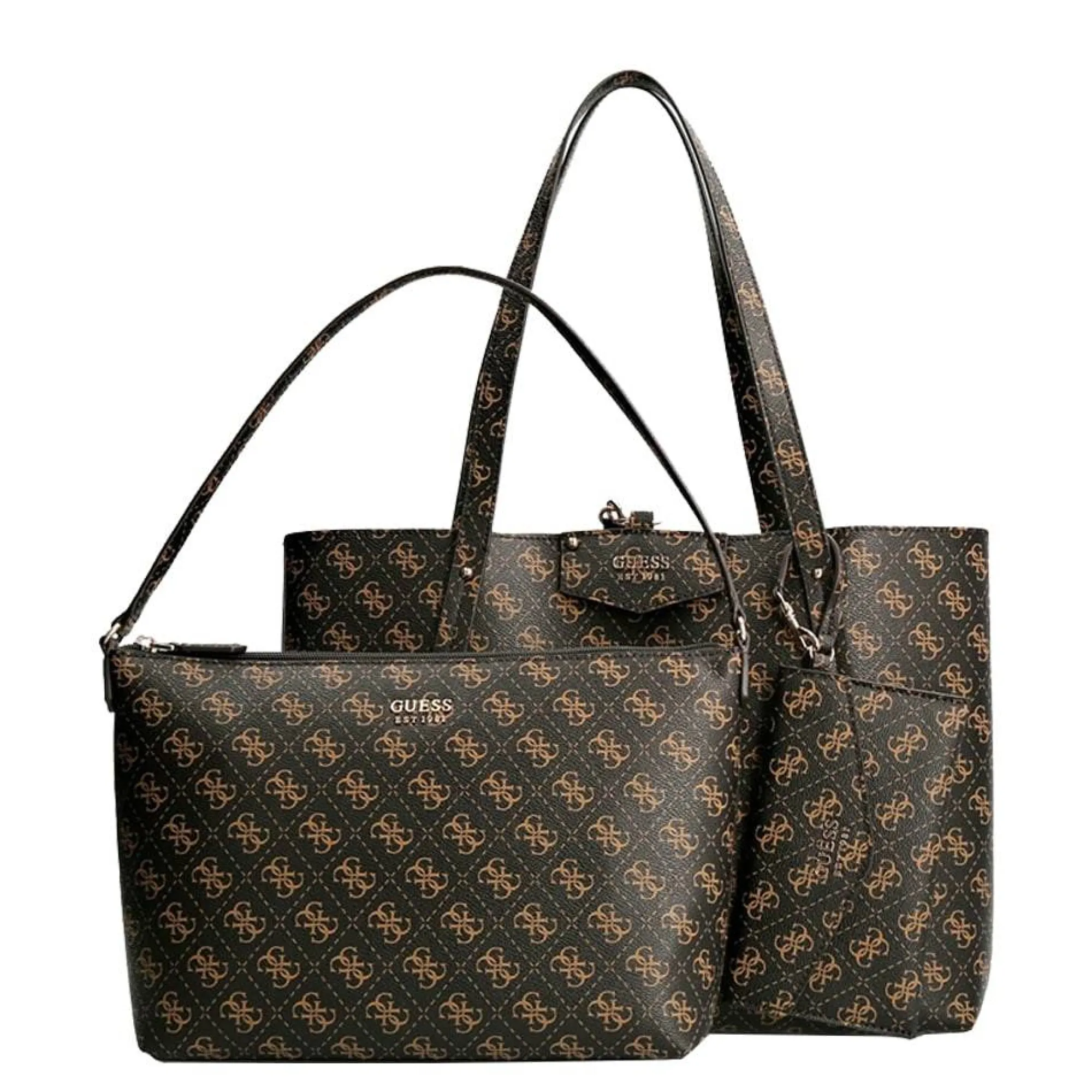 Guess Sacs Cabas*Sac cabas reversible Brenton motif logo Brown logo