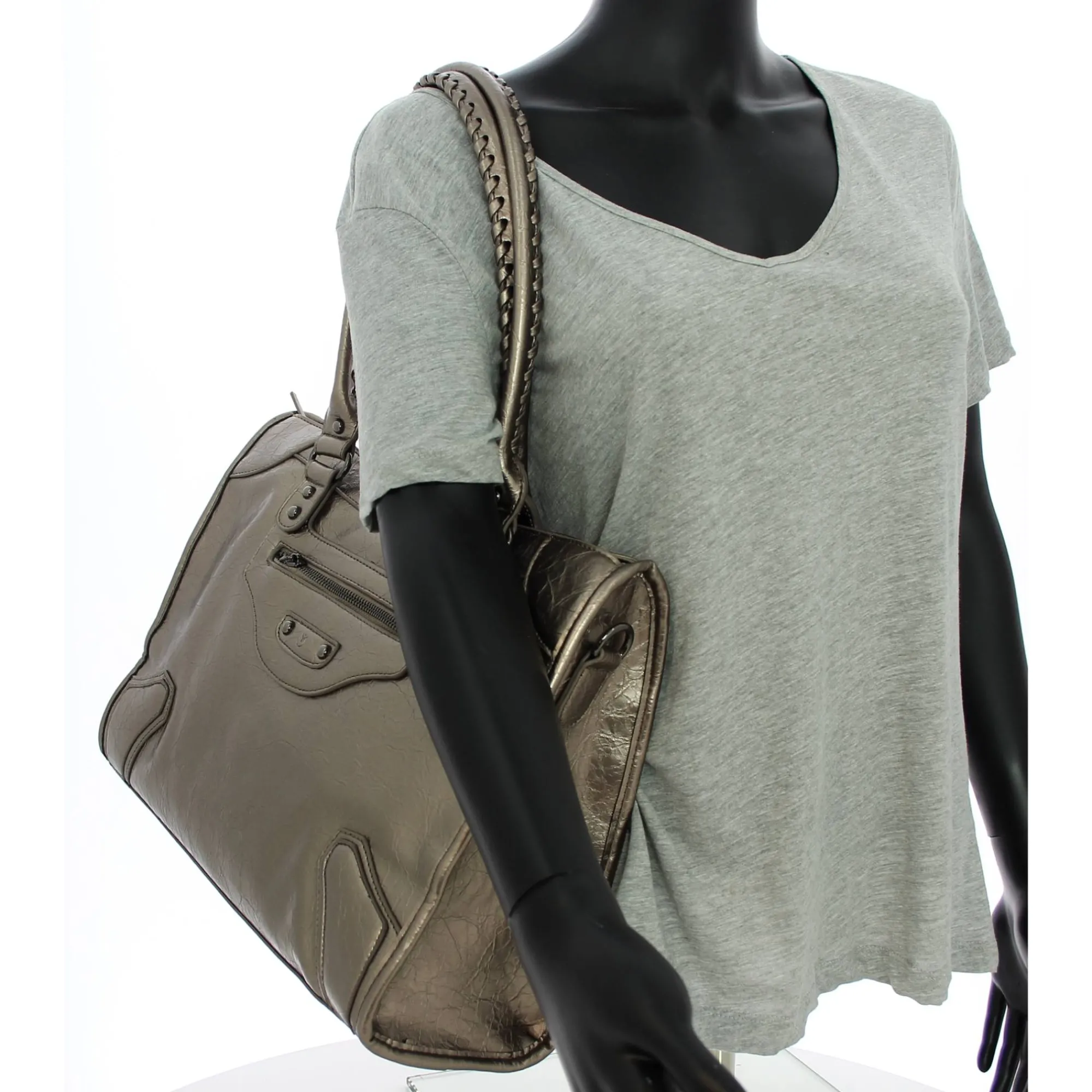 Mia & Joy Sacs À Main*Sac cabas zippe Ciara effet crispe Bronze