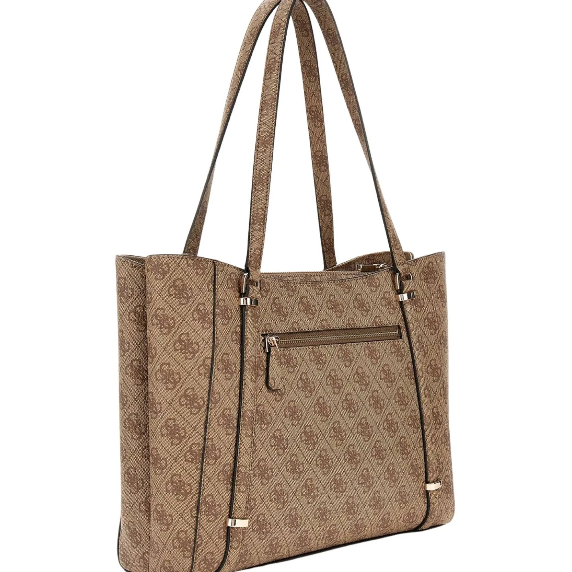 Guess Sacs Porté Épaule*Sac cabas zippe Eco Erica motif logo Marron