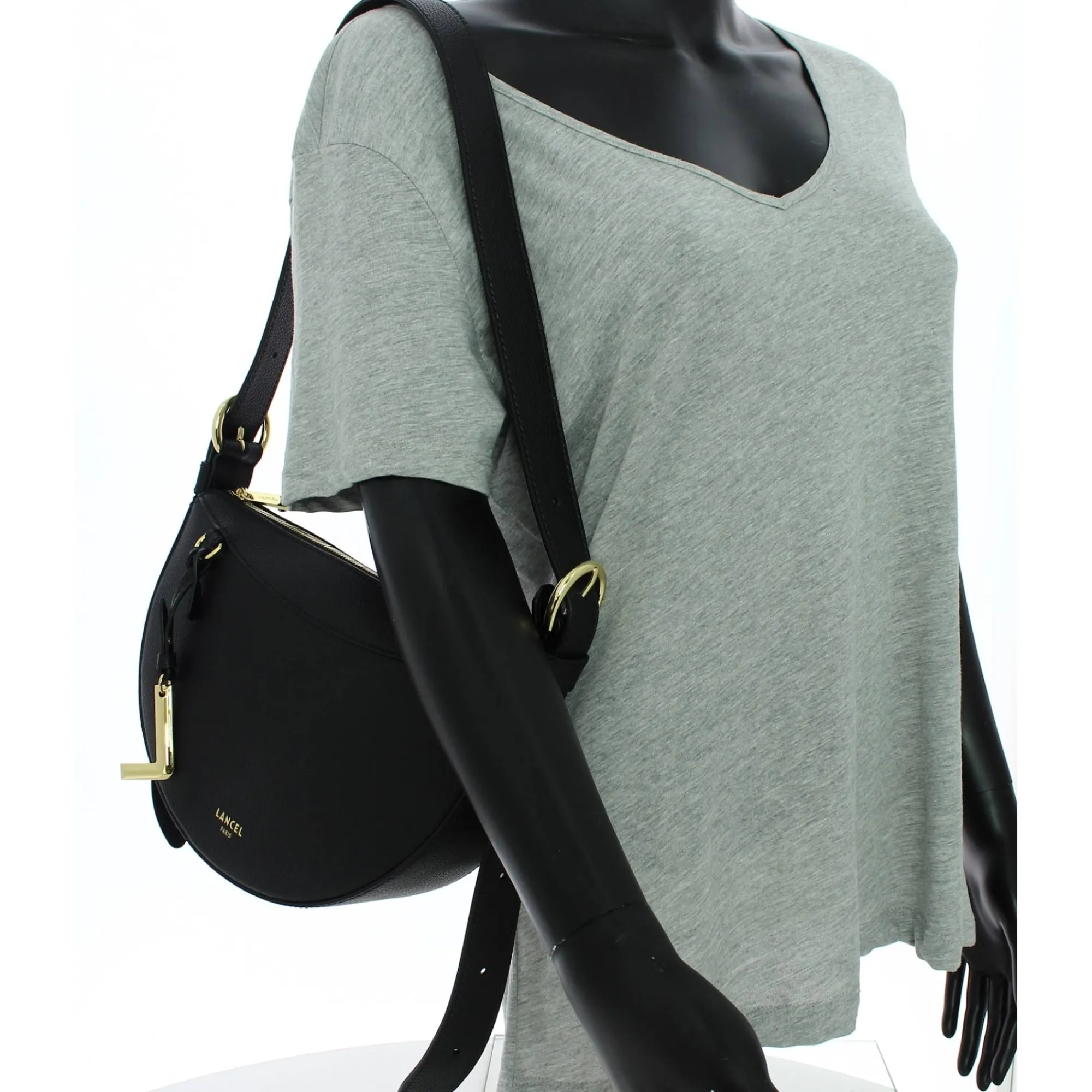 Lancel Sacs Porté Épaule*Sac demi-lune Faubourg en cuir graine