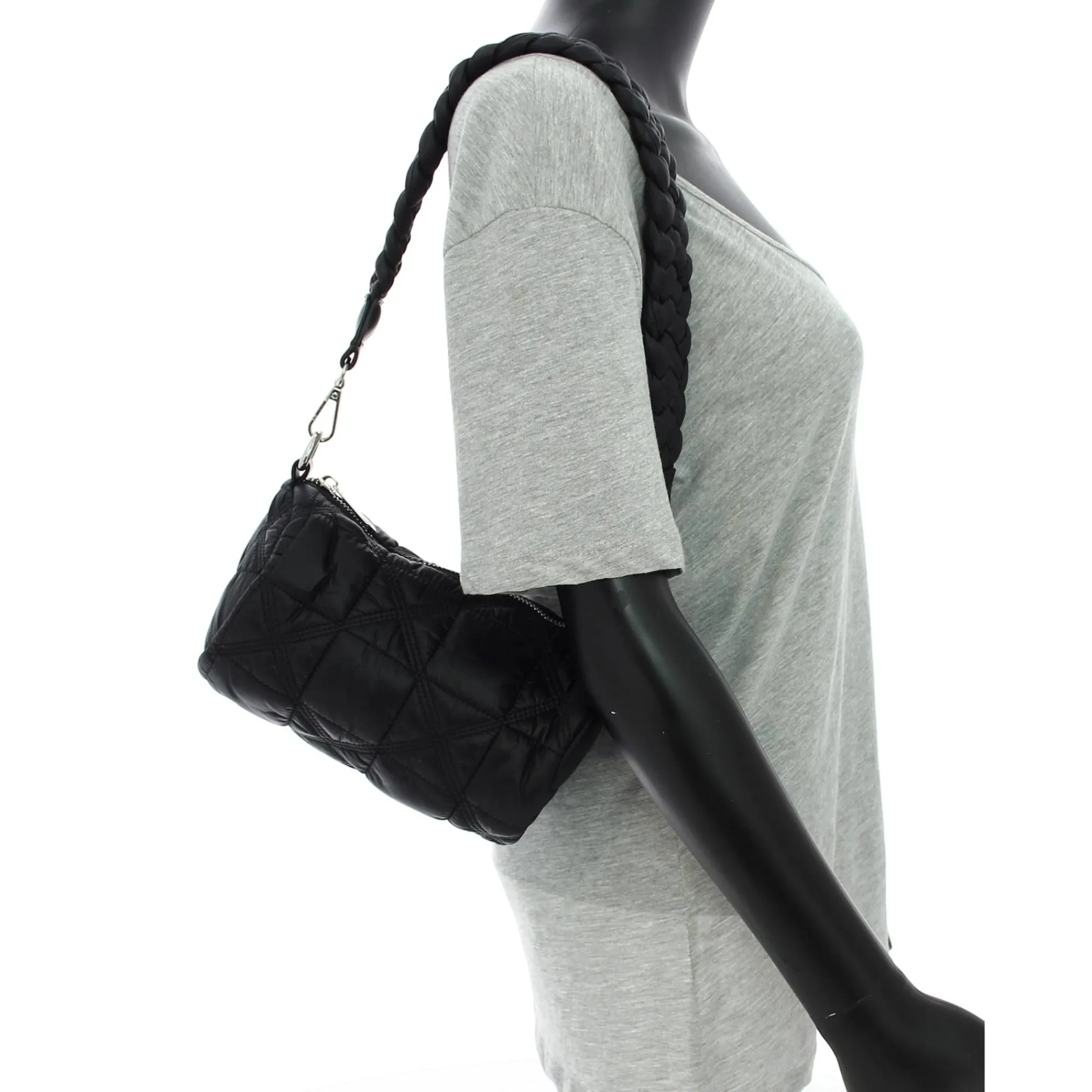 Mia & Joy Sacs Porté Épaule*Sac epaule cylindre Scarlett matelasse Noir