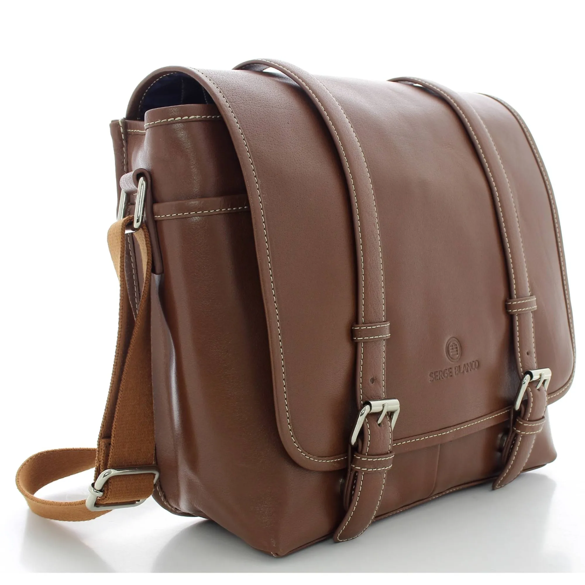 Serge Blanco Sacs Besace*Sac messenger a rabat Marfa en cuir Cognac