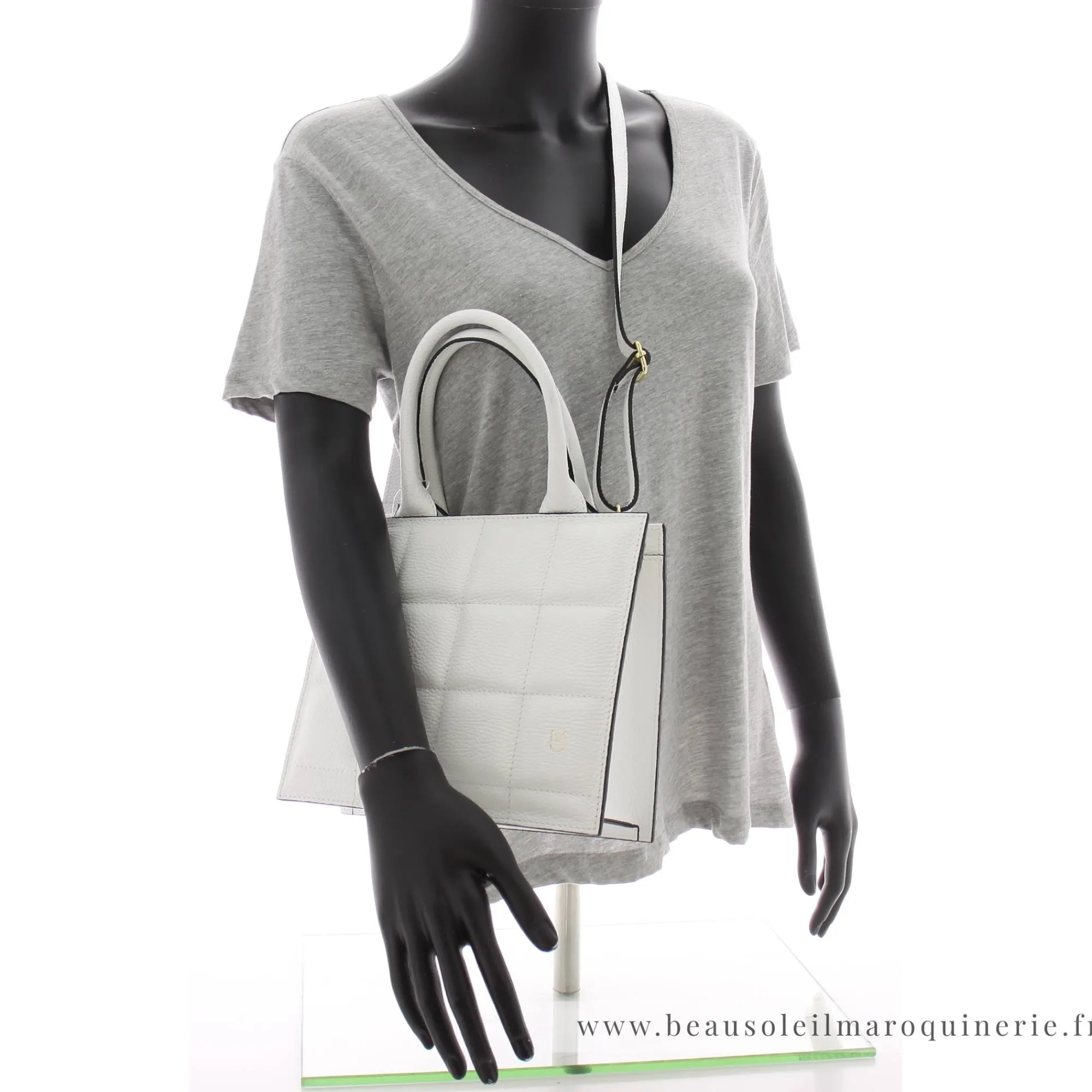 Mia & Joy Sacs À Main*Sac porte main Valentina matelasse en cuir Blanc