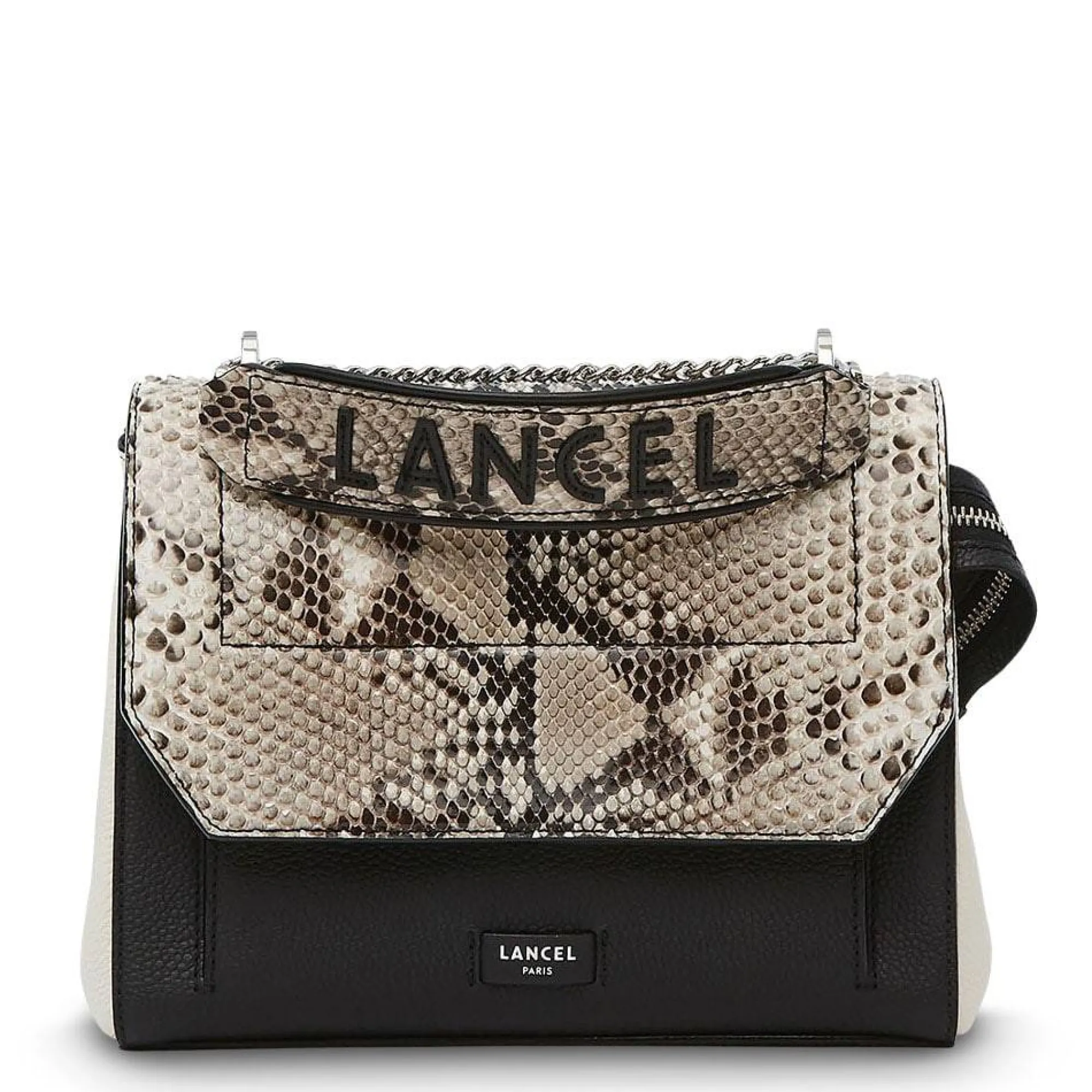 Lancel Sacs Bandoulière*Sac rabat python Ninon moyen Roccia / Noir / Neige