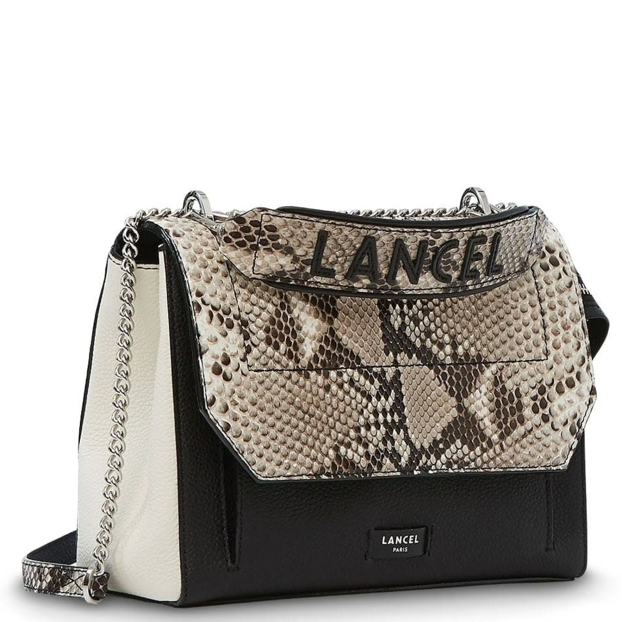 Lancel Sacs Bandoulière*Sac rabat python Ninon moyen Roccia / Noir / Neige