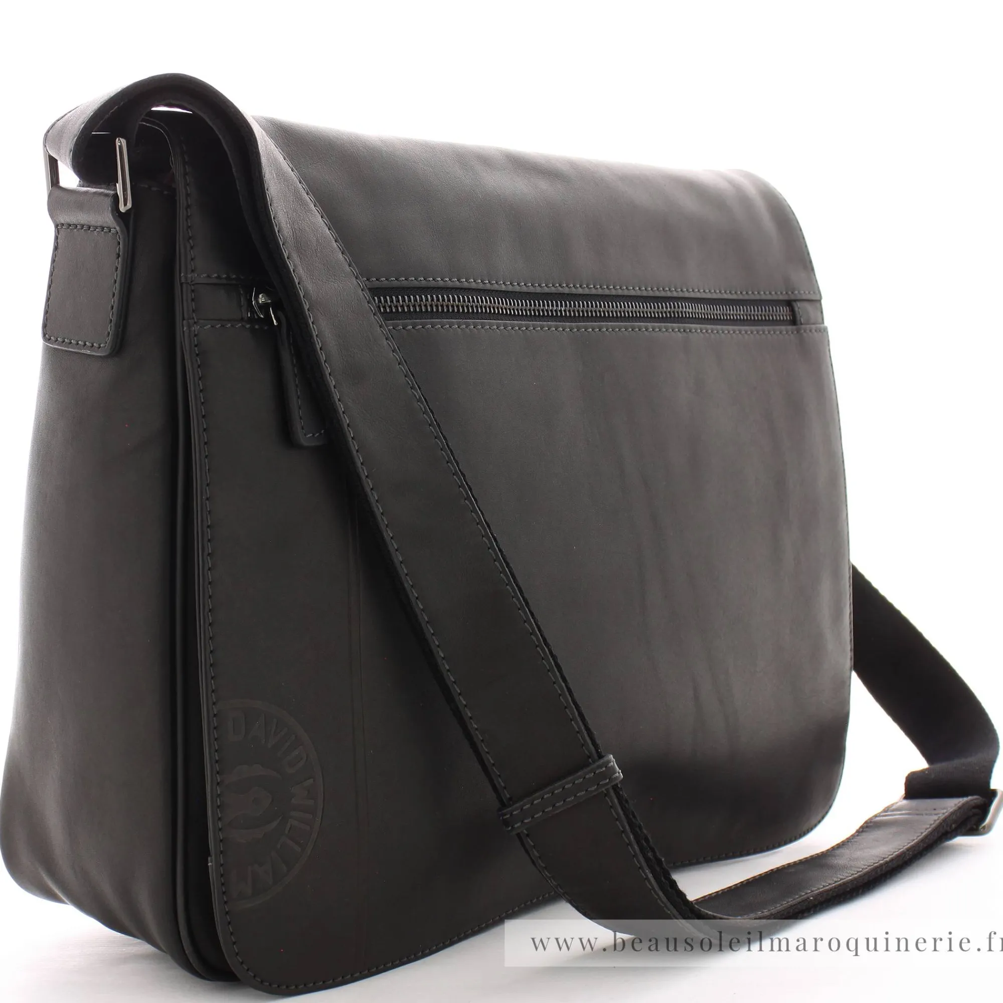 David William Sacs Besace*Sac reporter A4 Annan en cuir Noir