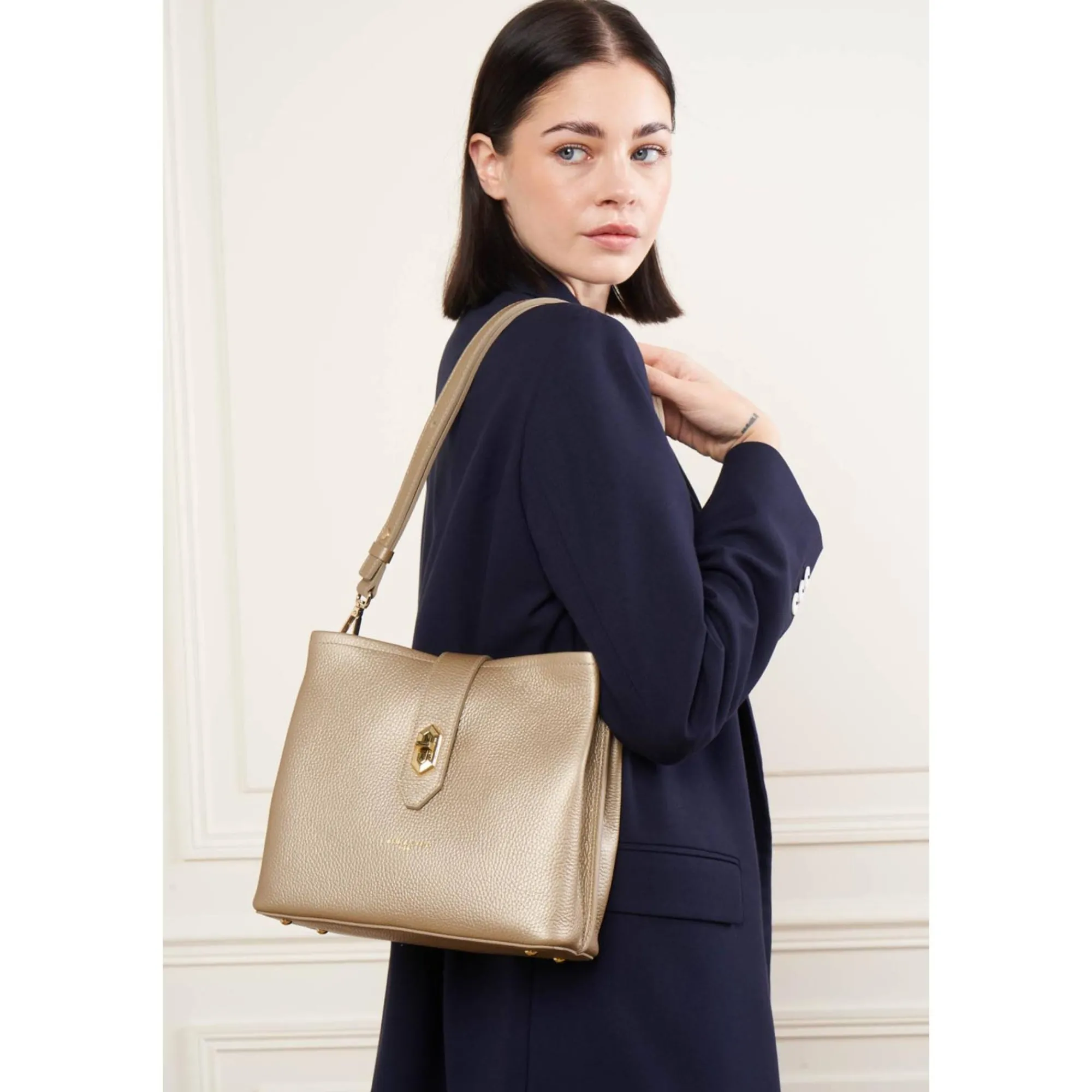 Lancaster Sacs Bandoulière*Sac seau zippe Top Double en cuir