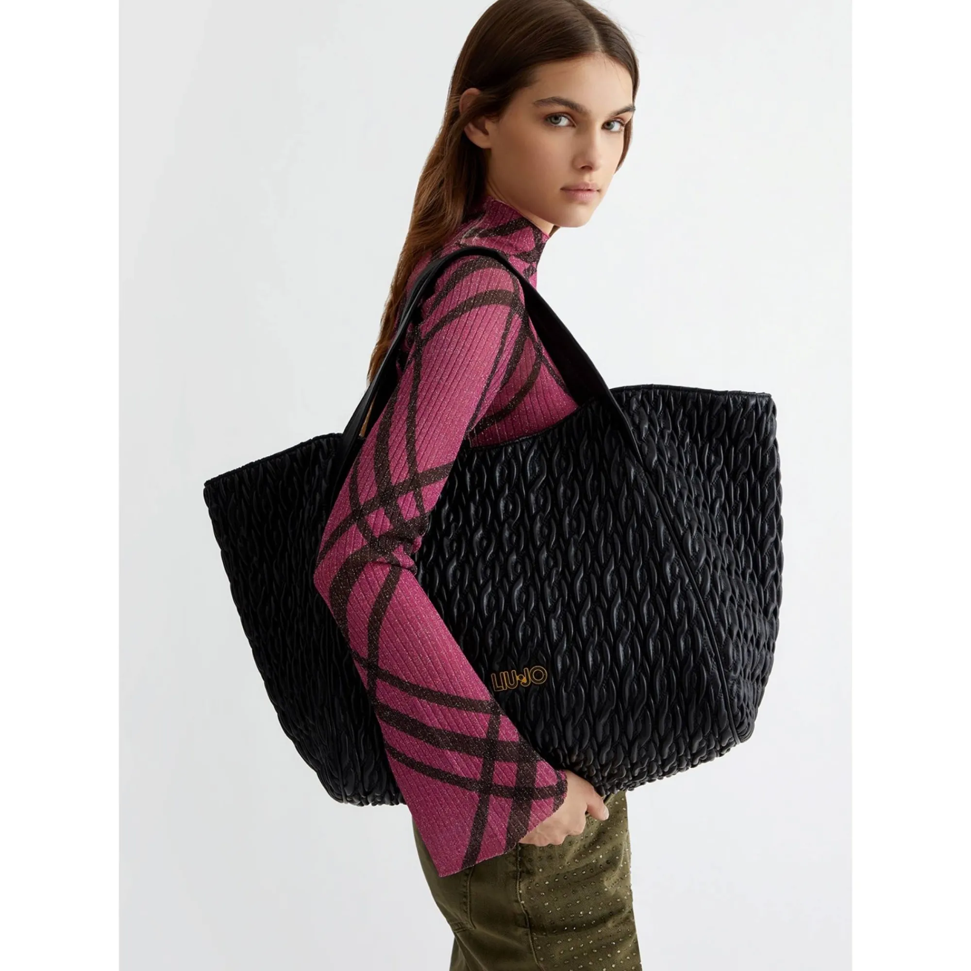 Liu Jo Sacs Porté Épaule*Sac shopper matelasse Cromite avec pochette Noir