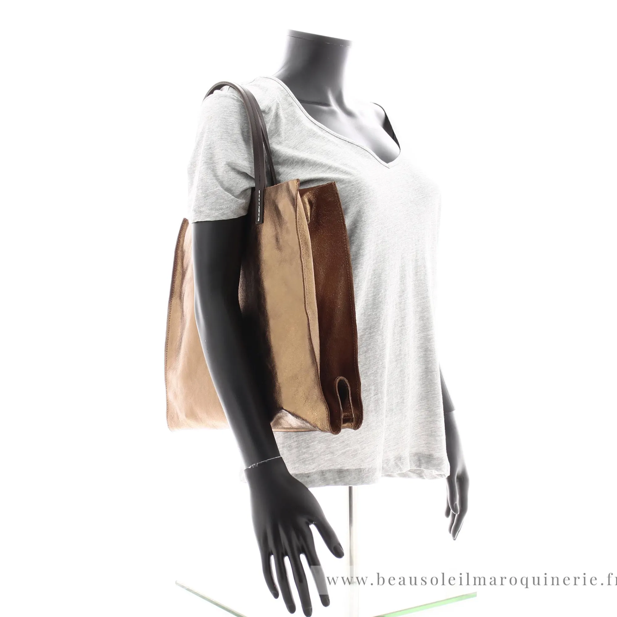 Mia & Joy Sacs Cabas*Sac shopping Edelyne irise avec pochette Bronze