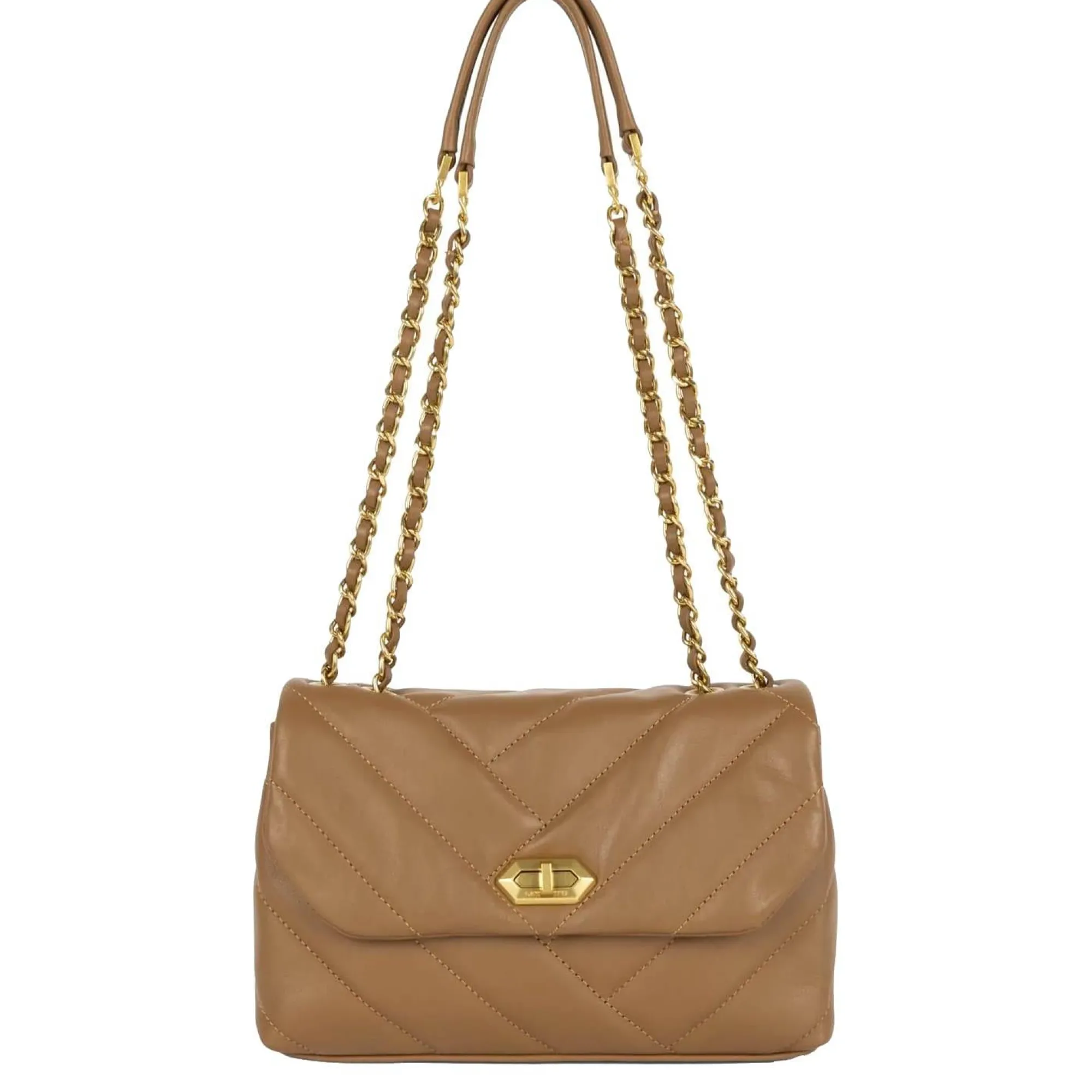 Lancaster Sacs Bandoulière*Sac trotteur M Soft Matelasse rabat fermoir Camel