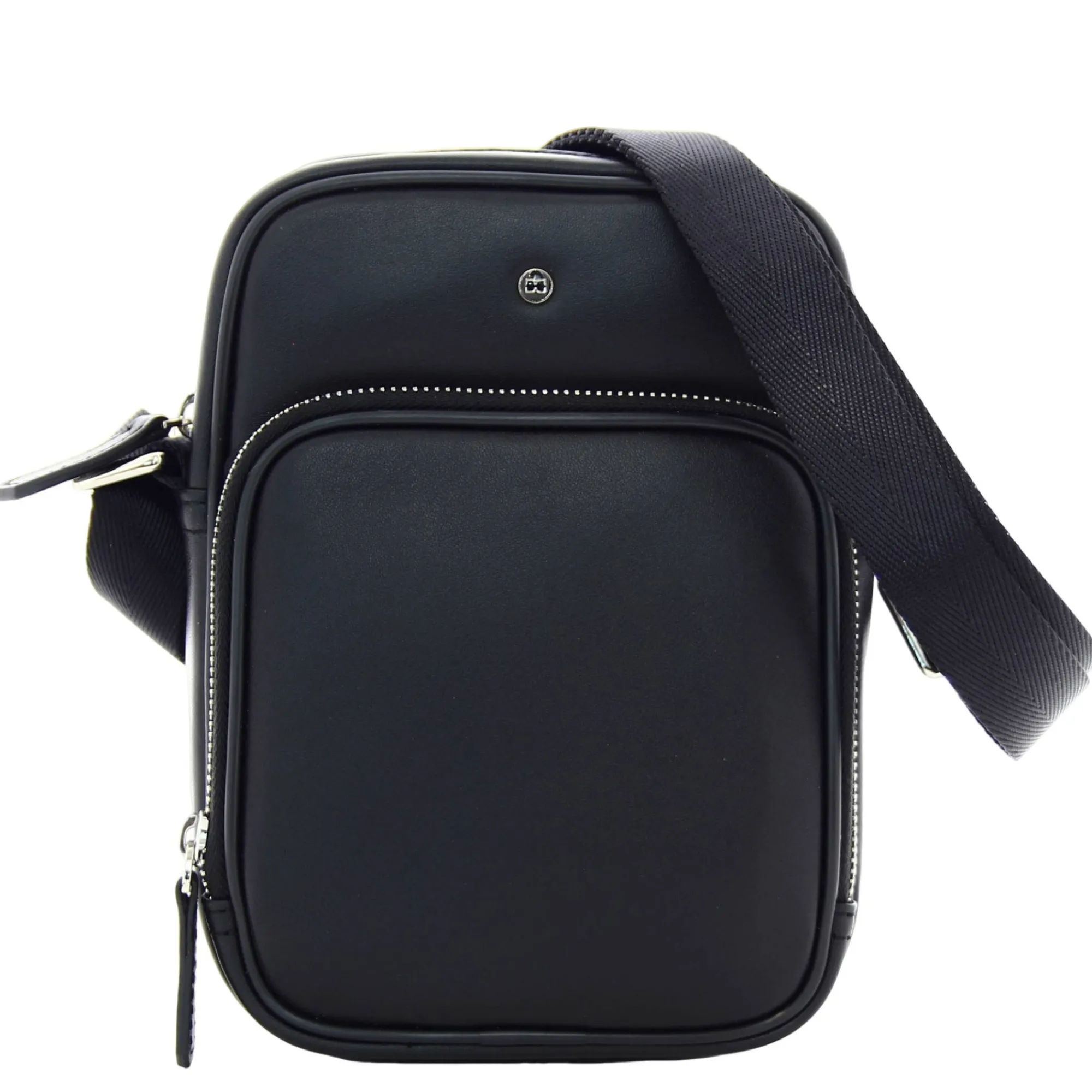 David William Sacoches Homme*Sacoche a bandouliere en cuir lisse Noir