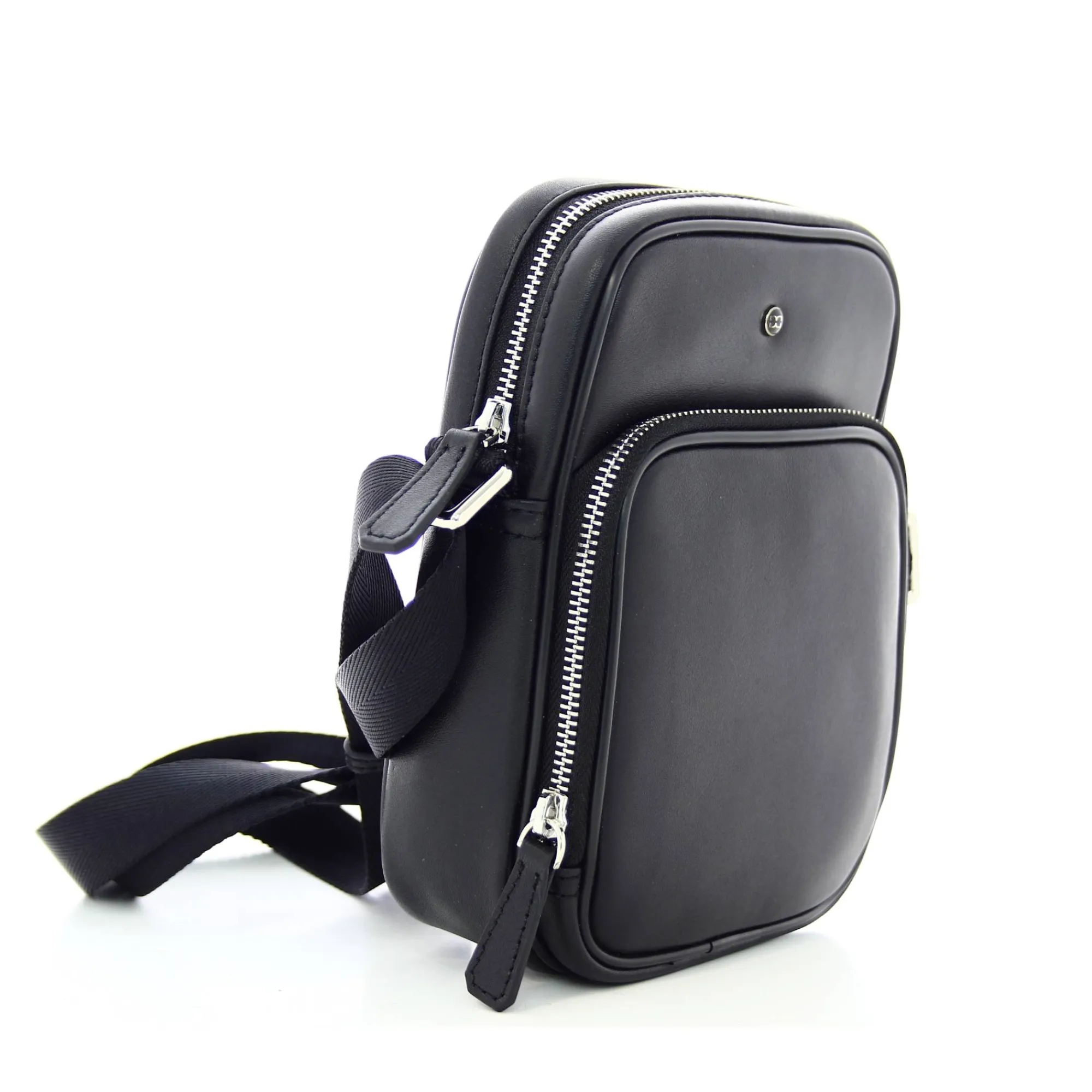 David William Sacoches Homme*Sacoche a bandouliere en cuir lisse Noir