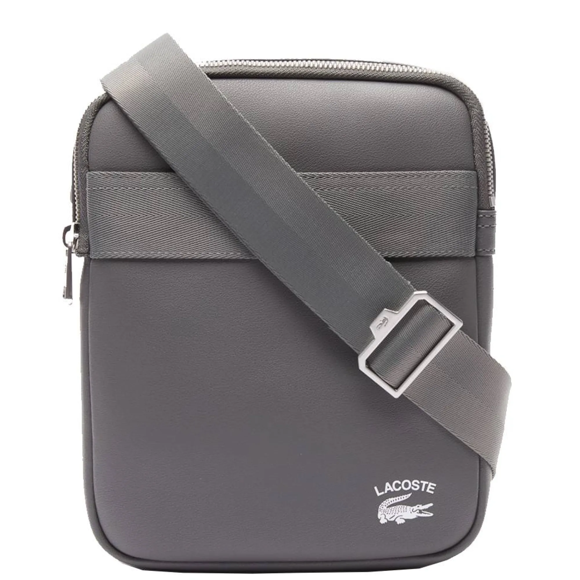 Lacoste Petites Sacoches Homme*Sacoche avec poche plate Practice en cuir Dark Shadow (Gris)